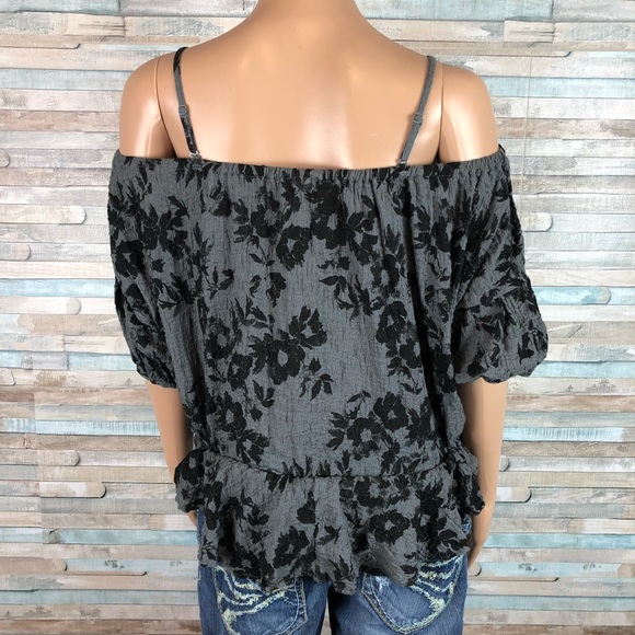 Free People Gray Off Shoulder Top Size XS - Picture 4 of 7